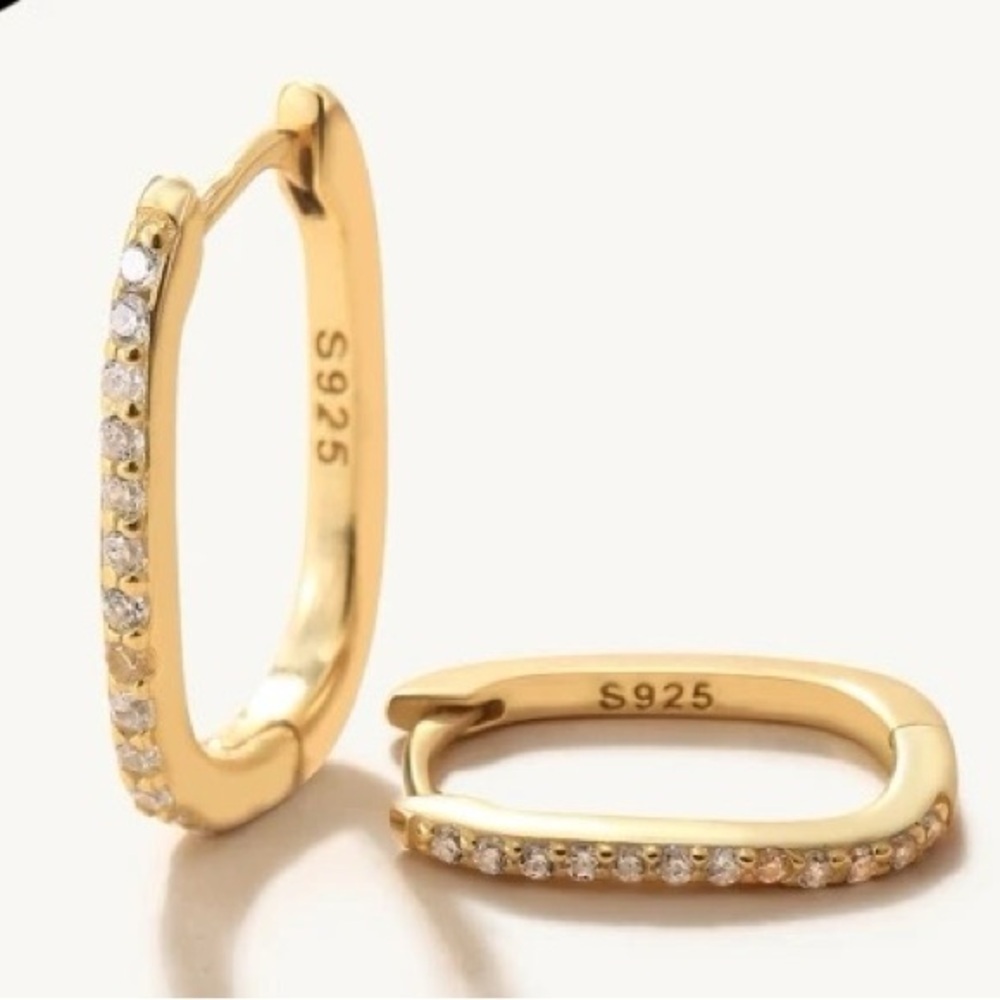 Rectangle Pave Link Earrings,925 Sterling Silver Cable Chain Earrings,